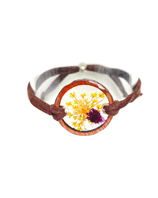 Wildflowers + Wood - Circle Leather Bracelet