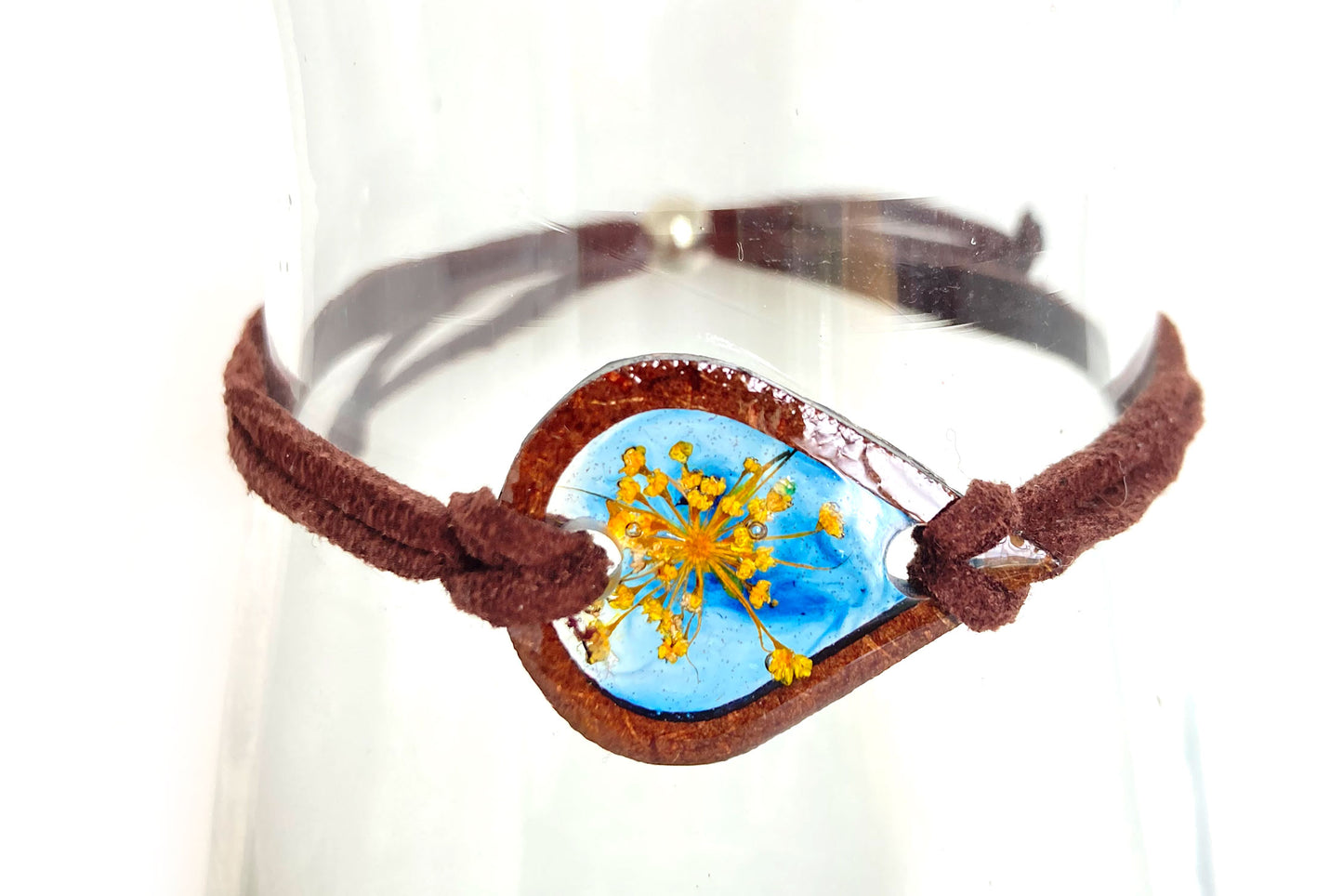 Wildflowers + Wood -Teardrop Leather Bracelet