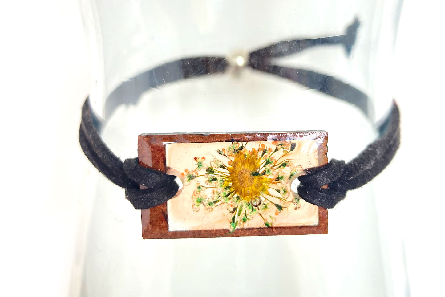 Wildflowers + Wood - Rectangle Leather Bracelet