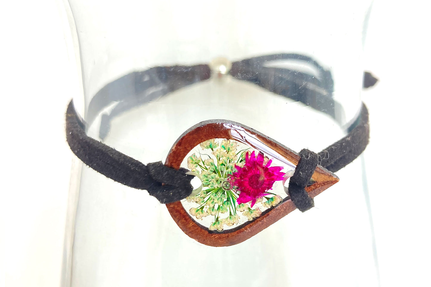 Wildflowers + Wood -Teardrop Leather Bracelet