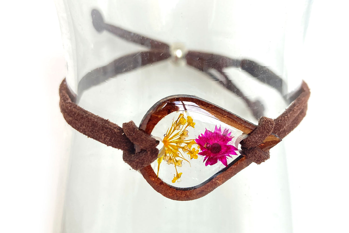 Wildflowers + Wood -Teardrop Leather Bracelet