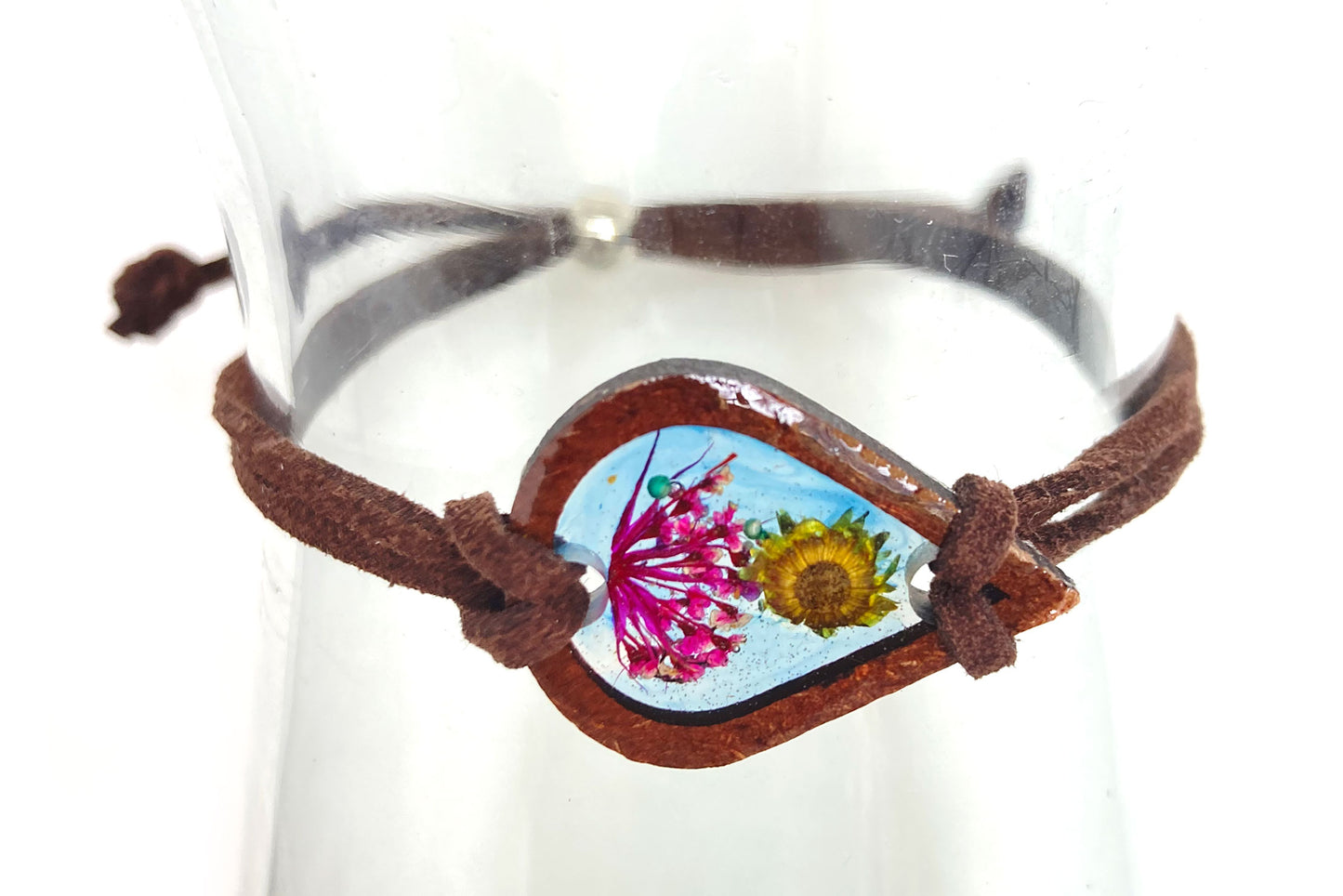 Wildflowers + Wood -Teardrop Leather Bracelet