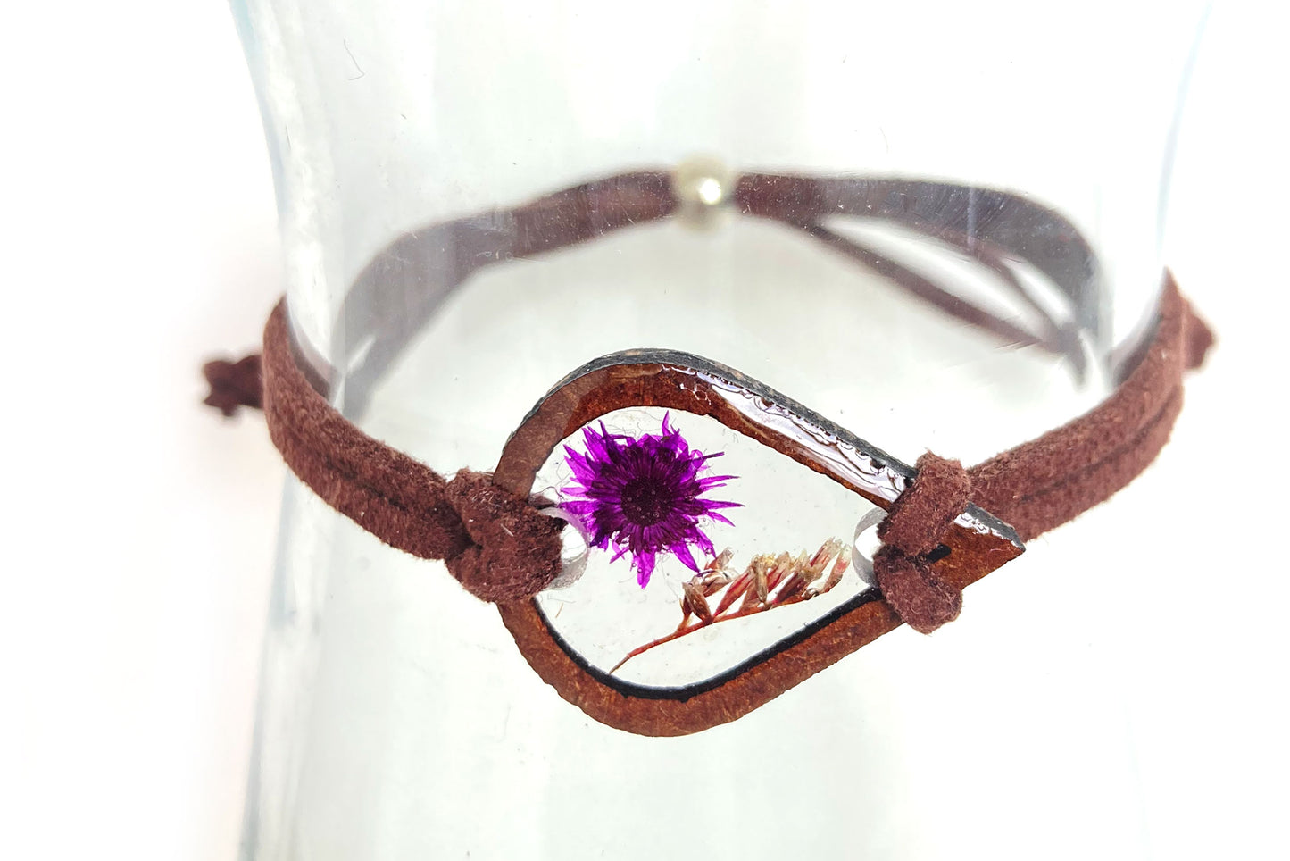 Wildflowers + Wood -Teardrop Leather Bracelet