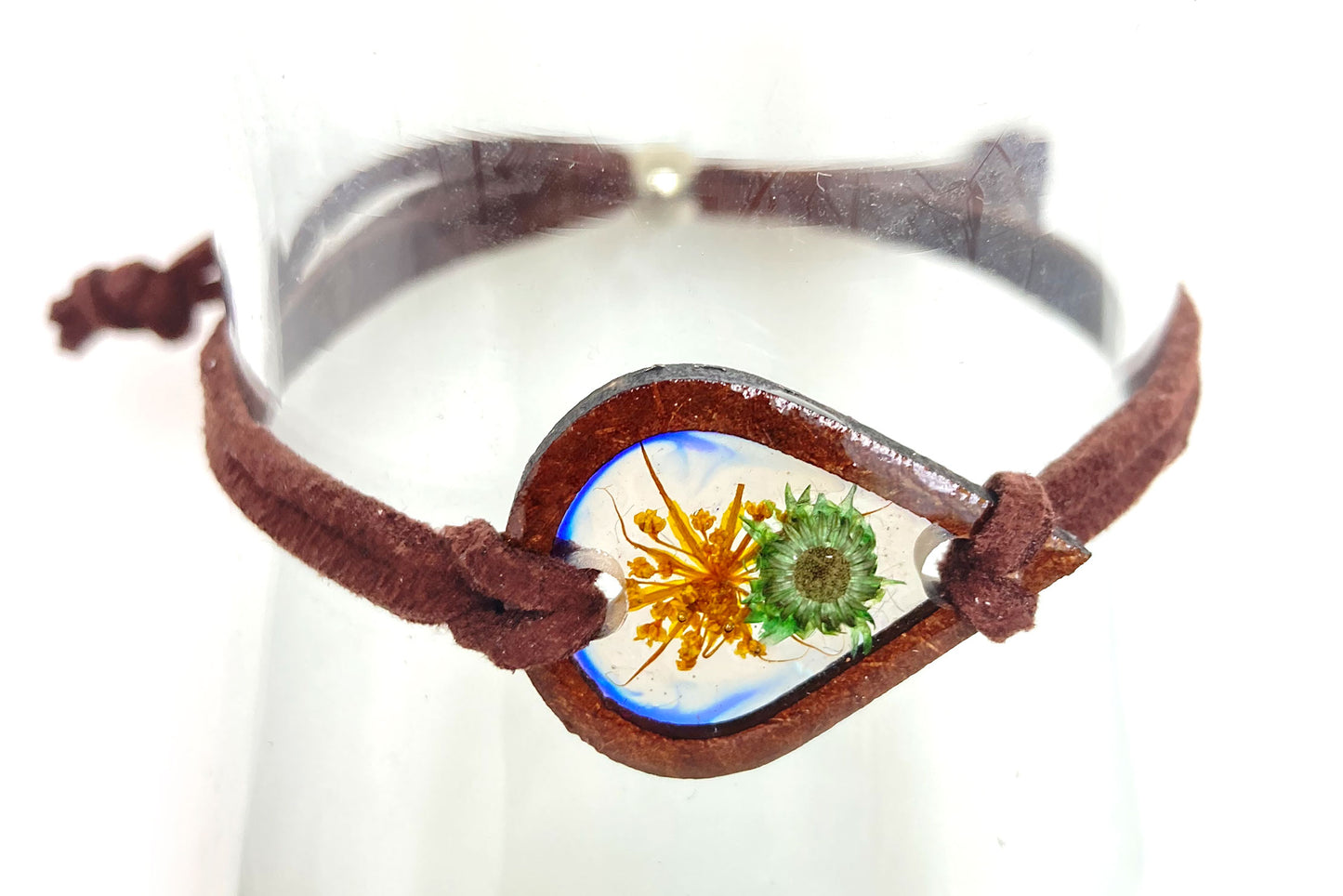 Wildflowers + Wood -Teardrop Leather Bracelet