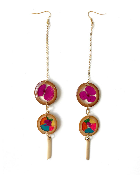 Nuts About A Rainbow - Bamboo + Hydrangea + Tagua - Earrings