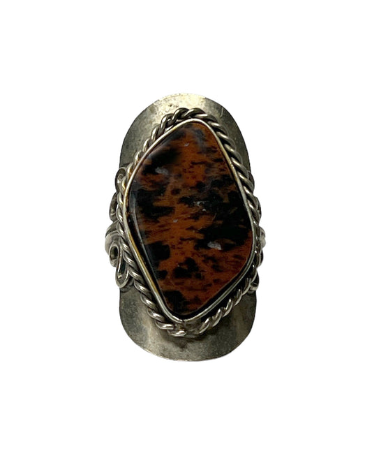 Tigrillo Obsidian Protection Gem Stone Ring