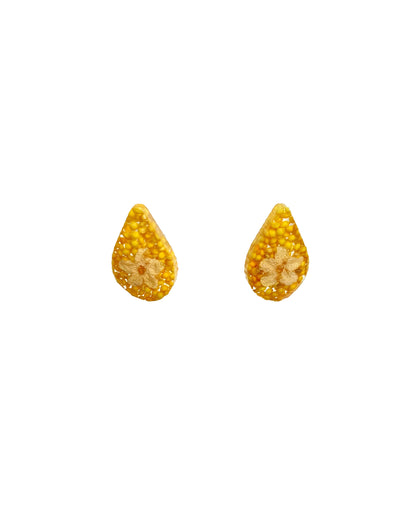 Amaranth Grain + Elderberry Flower - Teardrop Earring Studs