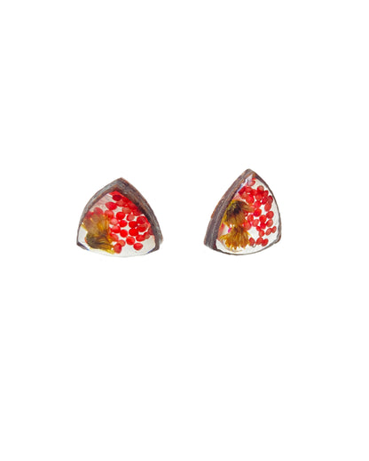 Wildflower + Amaranth Grain + Wood - Triangle Earring Studs